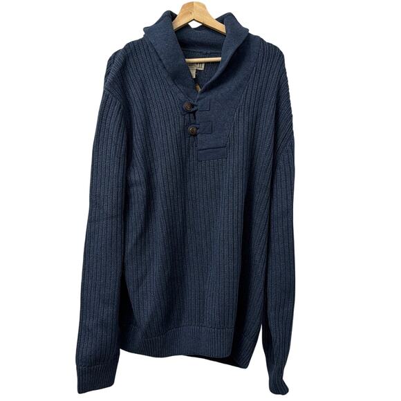 Duluth Trading Sweater Mens 2XL High Neck Infantry Wool Blend Shawl Collar Blue - Picture 1 of 10